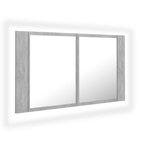 vidaXL Armario espejo baño luz LED acrílico gris hormigón 80x12x45 cm