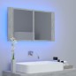 vidaXL Armario espejo baño luz LED acrílico gris hormigón 80x12x45 cm vidaXL Armario espejo baño luz LED acrílico gris hormigón 80x12x45 cm