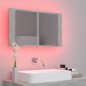 vidaXL Armario espejo baño luz LED acrílico gris hormigón 80x12x45 cm vidaXL Armario espejo baño luz LED acrílico gris hormigón 80x12x45 cm