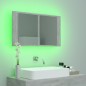 vidaXL Armario espejo baño luz LED acrílico gris hormigón 80x12x45 cm vidaXL Armario espejo baño luz LED acrílico gris hormigón 80x12x45 cm