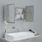 vidaXL Armario espejo baño luz LED acrílico gris hormigón 80x12x45 cm vidaXL Armario espejo baño luz LED acrílico gris hormigón 80x12x45 cm