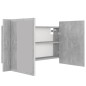 vidaXL Armario espejo baño luz LED acrílico gris hormigón 80x12x45 cm vidaXL Armario espejo baño luz LED acrílico gris hormigón 80x12x45 cm