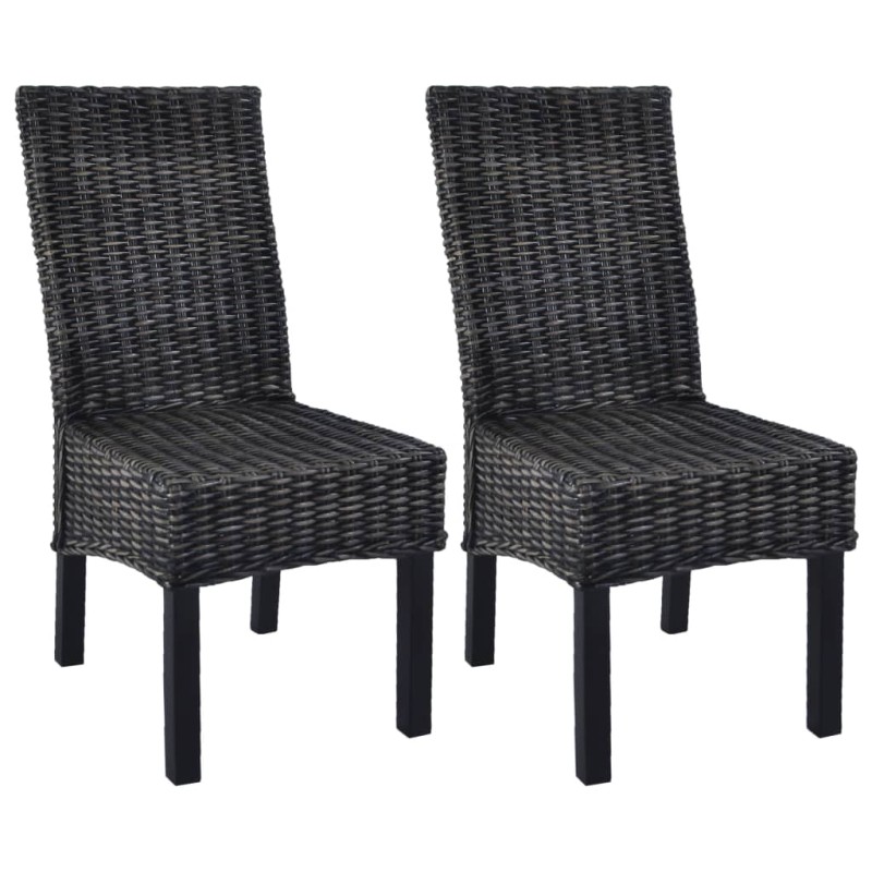 vidaXL Sillas de comedor ratán Kubu y madera mango negro 2 unidades vidaXL Sillas de comedor ratán Kubu y madera mango negro 2 unidades