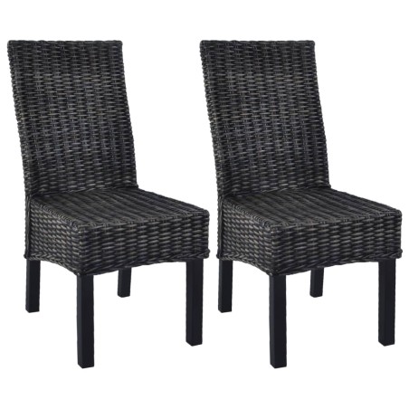 vidaXL Sillas de comedor ratán Kubu y madera mango negro 2 unidades 