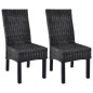 vidaXL Sillas de comedor ratán Kubu y madera mango negro 2 unidades vidaXL Sillas de comedor ratán Kubu y madera mango negro 2 unidades