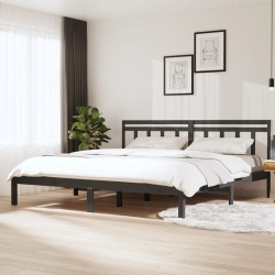 vidaXL Estructura de cama de madera maciza de pino gris 160x200 cm