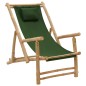 vidaXL Silla de playa de bambú y lona verde