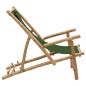 vidaXL Silla de playa de bambú y lona verde
