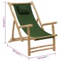 vidaXL Silla de playa de bambú y lona verde