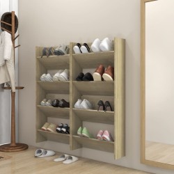 vidaXL Zapateros de pared 4 uds contrachapada roble Sonoma 60x18x60 cm