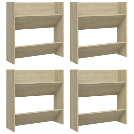vidaXL Zapateros de pared 4 uds contrachapada roble Sonoma 60x18x60 cm