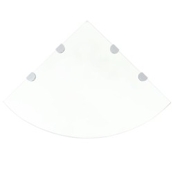 vidaXL Estante de esquina con soportes cromados vidrio blanco 45x45 cm