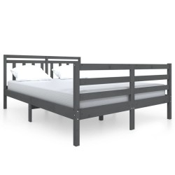 vidaXL Estructura de cama de madera maciza gris 140x190 cm