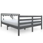 vidaXL Estructura de cama de madera maciza gris 140x190 cm vidaXL Estructura de cama de madera maciza gris 140x190 cm