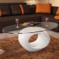 vidaXL Mesa de centro superficie ovalada de vidrio blanco brillante vidaXL Mesa de centro superficie ovalada de vidrio blanco brillante