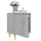 vidaXL Mesita de noche patas de madera maciza gris Sonoma 40x30x50 cm