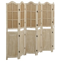vidaXL Biombo de 6 paneles tela marrón 214x165 cm