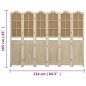 vidaXL Biombo de 6 paneles tela marrón 214x165 cm vidaXL Biombo de 6 paneles tela marrón 214x165 cm