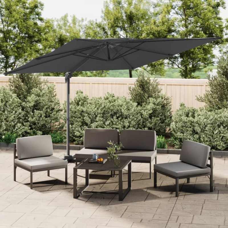 vidaXL Sombrilla colgante de doble techo gris antracita 400x300 cm vidaXL Sombrilla colgante de doble techo gris antracita 400x300 cm