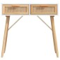 vidaXL Mesa consola madera pino maciza blanco ratán natural 80x30x75cm