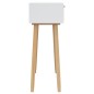 vidaXL Mesa consola madera pino maciza blanco ratán natural 80x30x75cm