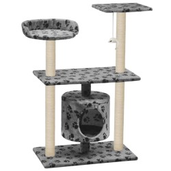 vidaXL Rascador para gatos con poste de sisal 95 cm huellas gris