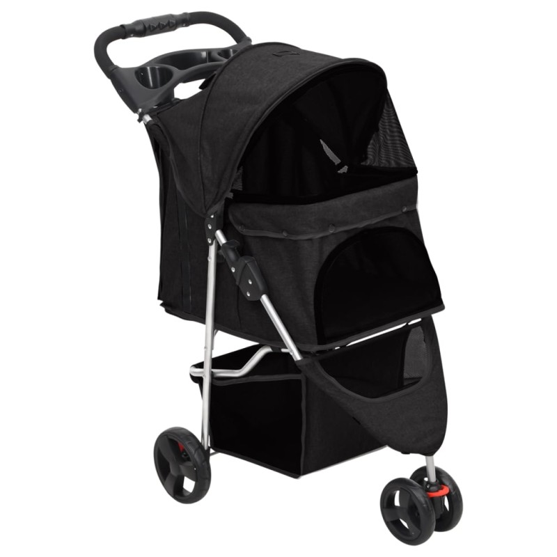 vidaXL Cochecito para perros plegable tela oxford negro 80x46x98 cm
