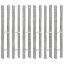 vidaXL Anclajes de valla 6 uds acero galvanizado plateado 7x6x60 cm