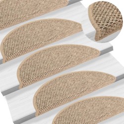 vidaXL Alfombrilla autoadhesiva escalera sisal 15 uds beige 56x17x3 cm