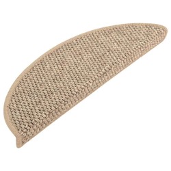 vidaXL Alfombrilla autoadhesiva escalera sisal 15 uds beige 56x17x3 cm