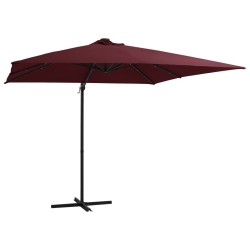 vidaXL Sombrilla voladiza con luces LED rojo burdeos 250x250 cm