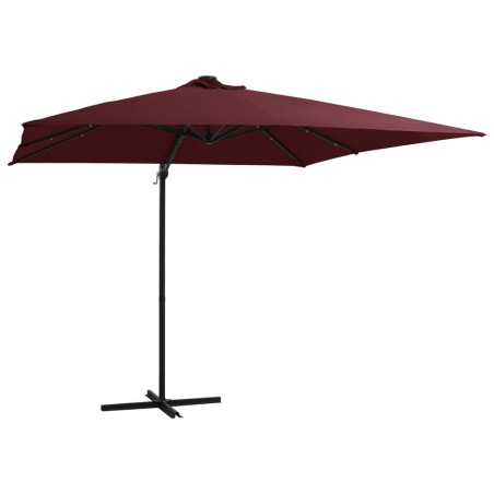 vidaXL Sombrilla voladiza con luces LED rojo burdeos 250x250 cm