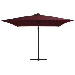 vidaXL Sombrilla voladiza con luces LED rojo burdeos 250x250 cm
