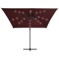 vidaXL Sombrilla voladiza con luces LED rojo burdeos 250x250 cm vidaXL Sombrilla voladiza con luces LED rojo burdeos 250x250 cm