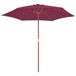 vidaXL Sombrilla de jardín con palo de madera 270 cm burdeos
