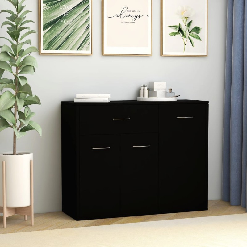 vidaXL Aparador de madera contrachapada negro 88x30x70 cm vidaXL Aparador de madera contrachapada negro 88x30x70 cm