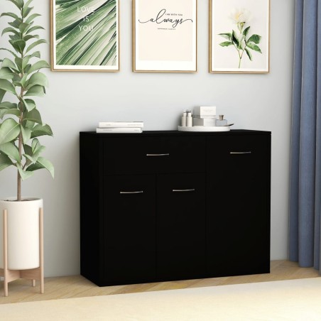 vidaXL Aparador de madera contrachapada negro 88x30x70 cm