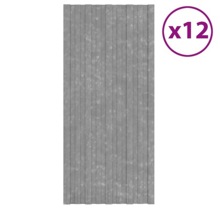 vidaXL Panel para tejado acero galvanizado plata 12 unidades 100x45 cm