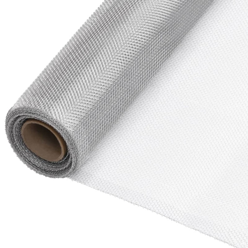 vidaXL Malla mosquitera de aluminio plateada 112x2000 cm