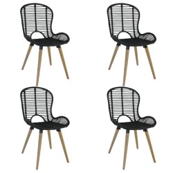 vidaXL Sillas de comedor 4 unidades de ratán natural negro