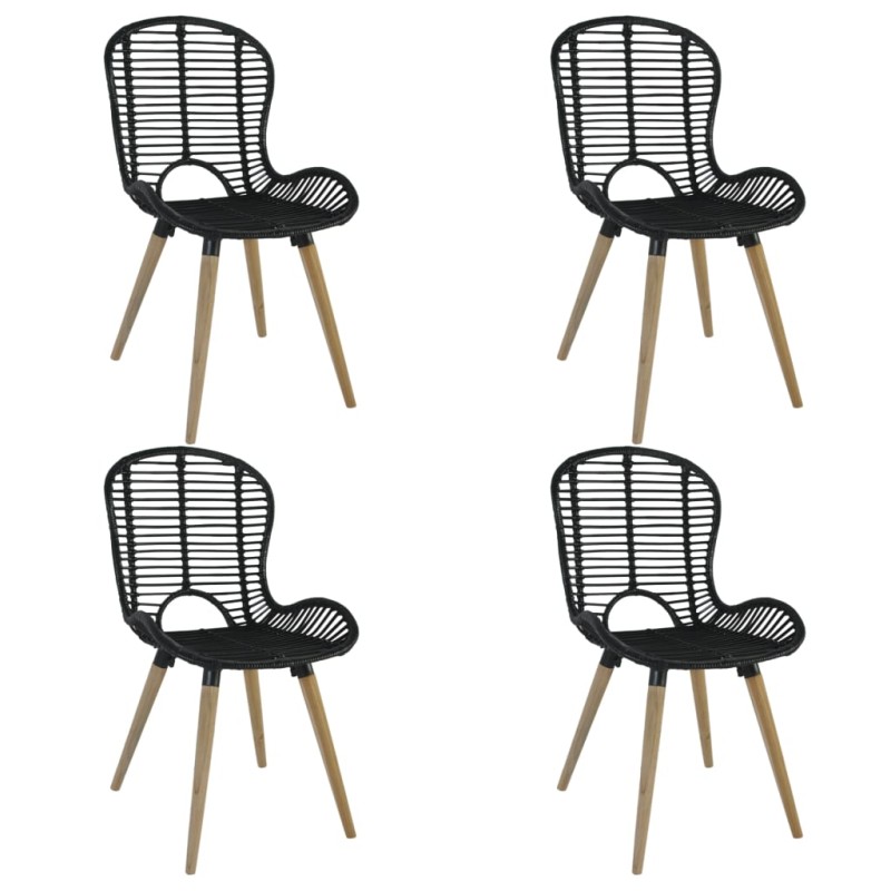 vidaXL Sillas de comedor 4 unidades de ratán natural negro