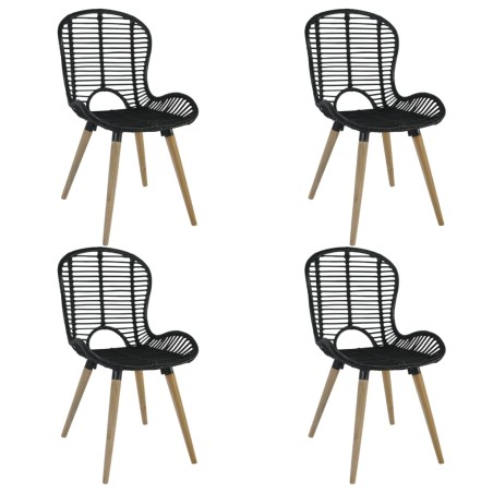 vidaXL Sillas de comedor 4 unidades de ratán natural negro