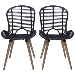 vidaXL Sillas de comedor 4 unidades de ratán natural negro