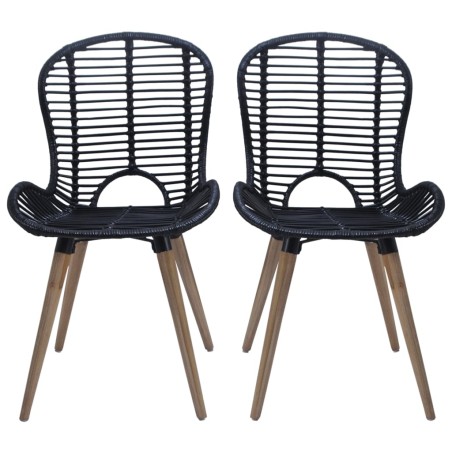vidaXL Sillas de comedor 4 unidades de ratán natural negro