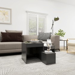vidaXL Mesas apilables 3 piezas madera contrachapada gris