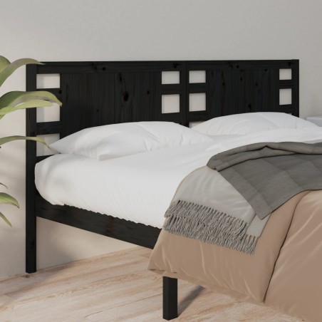 vidaXL Cabecero de cama madera maciza de pino negro 146x4x100 cm
