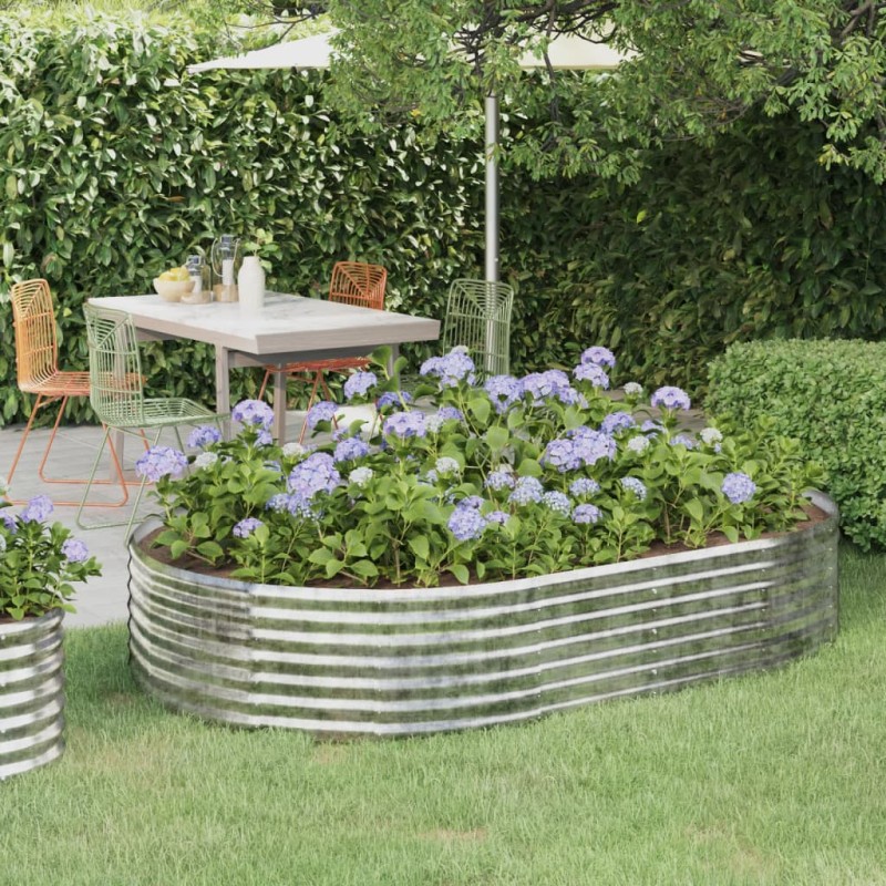 vidaXL Jardinera arriate acero recubrimiento polvo plata 214x140x36 cm vidaXL Jardinera arriate acero recubrimiento polvo plata 214x140x36 cm