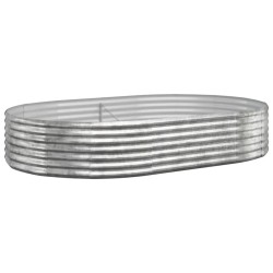 vidaXL Jardinera arriate acero recubrimiento polvo plata 214x140x36 cm