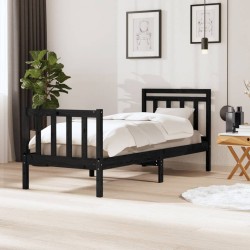 vidaXL Estructura de cama individual madera maciza negro 75x190 cm