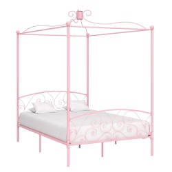 vidaXL Estructura de cama con dosel metal rosa 140x200 cm